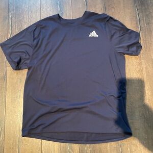 adidas Navy Short-Sleeve Performance Tee with White Logo